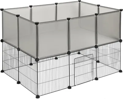 Zdjęcie produktu dla Happyment Wybieg dla zwierząt Dodo - bardzo wysoki - regulowany wybieg dla zwierząt - wybieg dla królików - wybieg dla kurczaków - wybieg dla szczeniąt - wybieg dla kotów - wybieg dla gryzoni - biały - 107x72x72 cm