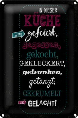 Produktbild von Blechschild Spruch 18x12cm In dieser Küche wird Aufzählung
