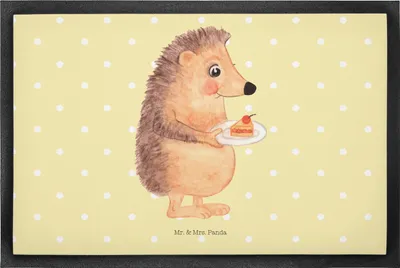 Produktbild von Mr. & Mrs. Panda fußmatte Igel Kuchenstück 50 x 75 cm - Gelb Pastell - Geschenk, Schmutzmatte, Kuchen Backen, Torte, abstreifer, Schmutzfangmatte, Geburtstagskuchen