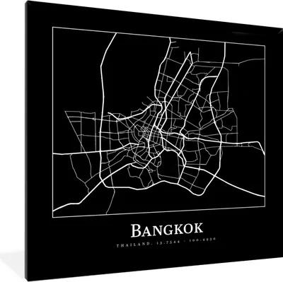 Produktbild von MuchoWow® Gerahmtes Poster Bangkok - Karte - Stadtplan 40x40 cm - Poster mit Schwarzem Bilderrahmen Wandposter Rahmen Foto Bilder - Mit Rahmen - Wanddekoration Schlafzimmer