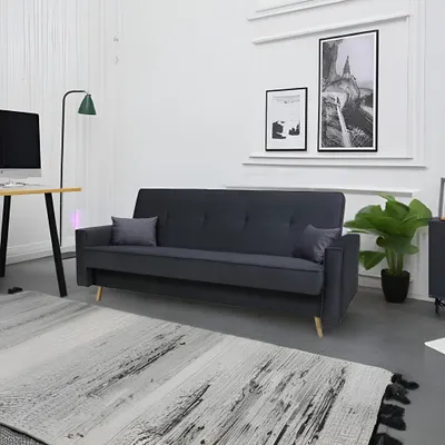 Produktbild von Ausziehbares 3-Sitzer-Sofa mit Stauraum – Elegantes Schlafsofa mit Kissen