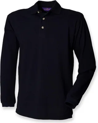 Produktbild von Henbury H105 | Herren Classic Longsleeve Piqué-Poloshirt - WRAP - Farbe: Navy - Größe: S