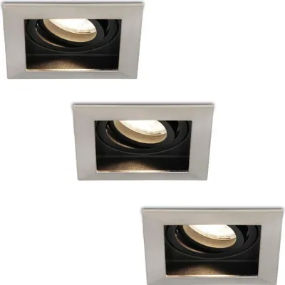Image de HOFTRONIC - Spot LED encastrable carré 4W 345lm 4000K GU10 inox orientable dimmable