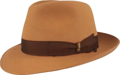 Borsalino edler Fedora Haarfilzhut mit mittelbreiter Krempe in beige