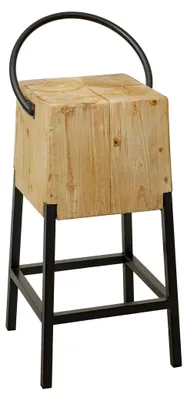 Produktbild von Barhocker HWC-L76, Tresenhocker, Industrial Metall Massiv-Holz, Natur