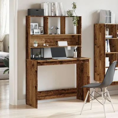 Obrázek produktu pro vidaXL Psací stůl s policí ve vzhledu regenerovaného dřeva 102x45x148cm materiál na bázi dřeva