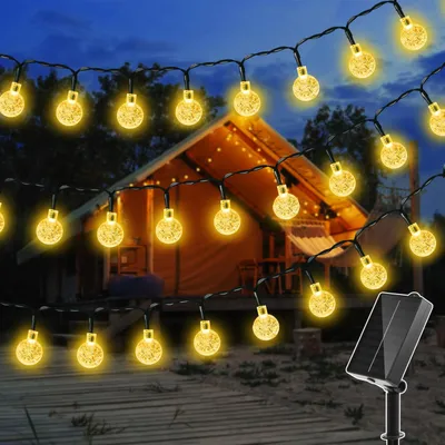 Zdjęcie produktu dla Światła LED 5m - 30 diod - Zasilane energią słoneczną - Wodoodporność IP65 - 8 trybów - Ciepła biel