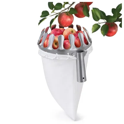 Produktbild von com-four® Obstpflücker Metall Ø15cm - Apfelpflücker mit Auffangbeutel ohne Stiel