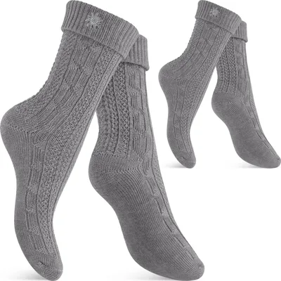 Produktbild von Celodoro Damen und Herren Trachten Socken (2 Paar) mit Edelweiß-Pin  Strümpfe - Grau 39-42