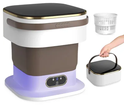 Image de Mini-lave-linge 15L avec essorage - Lave-linge portable - Lave-linge pliable - 3 modes de lavage - Pour appartements/Camping - Léger