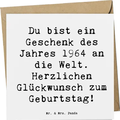 Produktbild von Mr. & Mrs. Panda Glückwunschkarte Spruch 1964 Geburtstag Geschenk - Weiß - anlasskarte, doppelkarte, Welt, Grußkarte, Alter, Jubiläum, Klappkarte, Glückwunsch, des Jahres