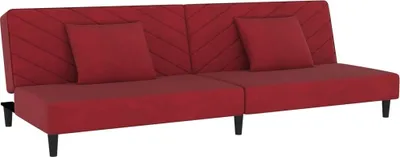 Image de vidaXL Canapé-lit 2 places avec 2 coussins vin rouge velours