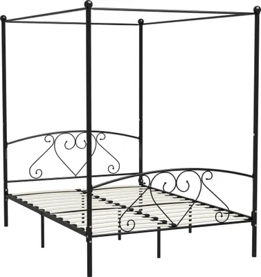 Obrázok produktu pre vidaXL Rám postele s baldachýnom Black Metal 160 x 200 cm