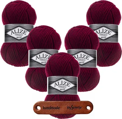 Produktbild von 5 x ALIZE Superlana Maxi 390 Cherry mit Label
