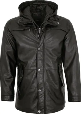 Produktbild von Bugatti - Herren Lederjacke Longjacke Lammnappa schwarz : 52