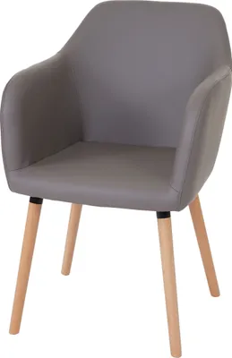 Image de Chaise de salle à manger Malmö T381, chaise de cuisine, design rétro années 50 ~ similicuir, taupe-gris, pieds clairs
