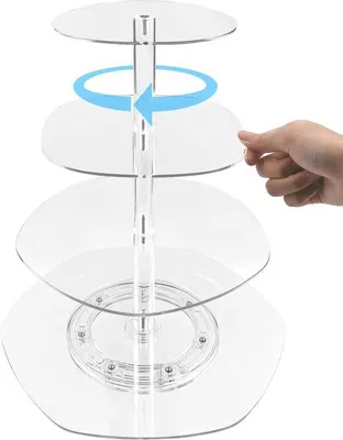 Image de Présentoir à cupcakes pivotant à 4 étages, pièce unique, pour les fêtes et les desserts