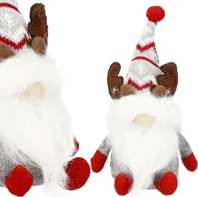 Image de Lutin GNOM avec des cornes brunes 27 cm, décoration de Noël