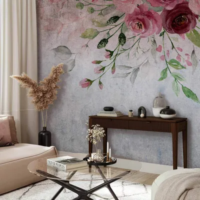 Produktbild von Selbstklebende Folie Fototapete - Summer bloom - plant motif with flowers and leaves in pink tones 196x140 cm Blumen b-C-10126-a-c