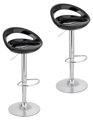 2 höhenverstellbare Barhocker, Kunststoffsitz, verchromt, 59-79 cm