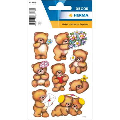Image de Étiquettes décoratives ours avec fleurs 3 sh.