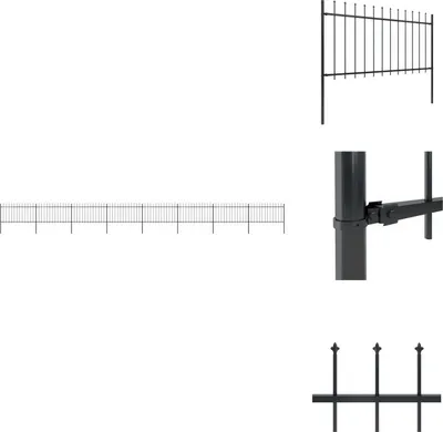 Produktbild von vidaXL Gartenzaun mit Speerspitzen Stahl 13,6 x 1 m Schwarz -  Zaunfelder