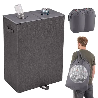 Produktbild von Flaschenkorb Pfandflaschen Sammelbehälter Flaschensammler für Leergut Aufbewahrung 160L Pfandflaschen-Behälter mit Deckel als Tragetasche für Recyclin
