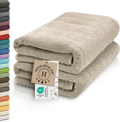 Produktbild von 2er Set Saunahandtuch, Baumwolle, 70x200 cm, cappuccino (hellbraun), 420 g/qm
