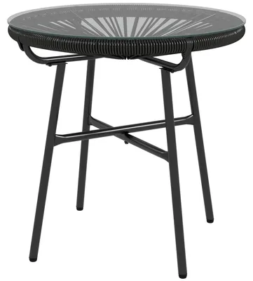 Produktbild von Outsunny Ratten Beistelltisch, Runder Bistrotisch Gartentisch, für Terrasse
