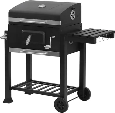 Produktbild von EUGAD Holzkohlegrill mit Deckel, Rädern, Kohlegrill mit Grillrosten, aus Metall, Schwarz