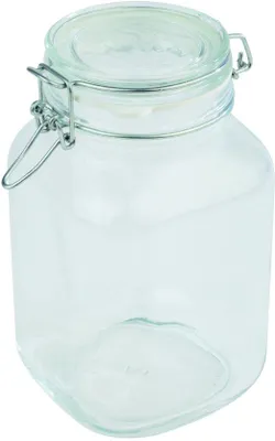 Immagine prodotto di Uniqoos®: Barattolo di vetro trasparente per alimenti – Contenitore ermetico da 2 litri con coperchio a scatto in metallo e sistema di chiusura a molla, adatto al lavaggio in lavastoviglie