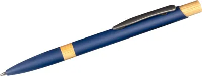 Produktbild von 5x Kugelschreiber / aus Metall / mit gummierter Oberfläche / Farbe: blau
