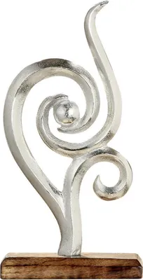 Productafbeelding van Gilde sculptuur "Schwungvoll"Figuur van aluminium, voetstuk van mangohout.Lengte: 15,0 cm, Breedte: 5,0 cm, Hoogte: 30,0 cm, Artikelnummer: 48440