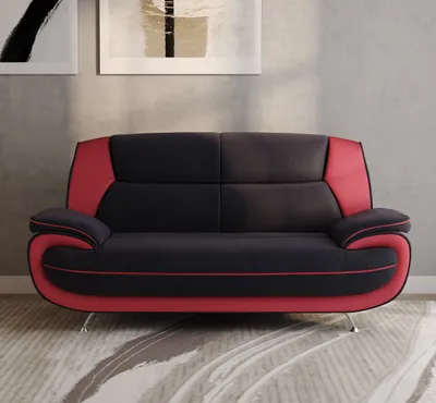 Produktbild von Emoebel24 Sofa2-Sitzer Couch Kunstleder Industrieleder 168X87X89 cm schwarz-rot ONYX