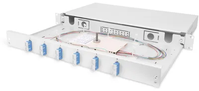 Zdjęcie produktu dla Digitus DN-96320/9, SC, OS2, Montaż półkowy, 1U, Szary, Stal