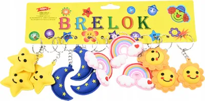 Zdjęcie produktu dla Brelok Do Kluczy Gwiazdka Księżyc Tęcza Słońce Prezent Dla Dzieci 12Szt