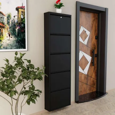 Produktbild von Skye Decor, Locking 5 Piece Metal - Black, Schuhschrank, Schwarz, 100% METALL, 50 x 15 x 169 cm