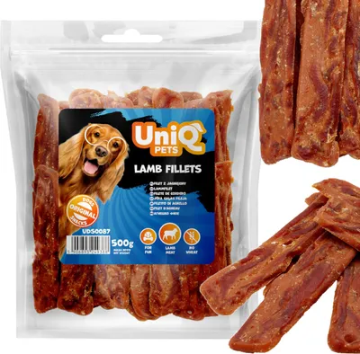 Obrázok produktu pre Pochúťka, snack pre psy Jahňacie filé UniQ Pets 500g