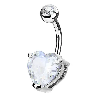 Produktbild von Taffstyle Bauchnabelpiercing Bauchnabelpiercing Banane Schmuck Stecker Herz Strass Kristall, Silber | Clear / 7mm