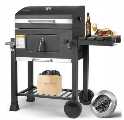Zdjęcie produktu dla GRILL PRZENOŚNY NA KÓŁKACH WĘGLOWY 112 cm X 103 cm X 46.5 cm OGRODOWY GRILL