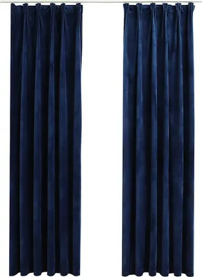 Produktbild von vidaXL Verdunkelungsvorhänge Haken 2 Stk. Samt Dunkelblau 140x245cm