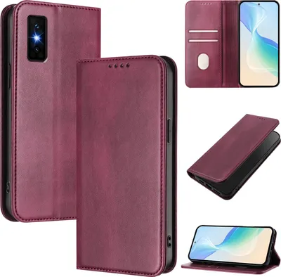 Image de Etui pour Infinix GT 30 Pro, étui en cuir vintage avec protection RFID, fentes pour cartes, support Rouge