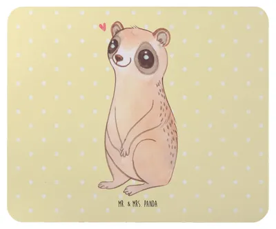 Produktbild von Mr. & Mrs. Panda Mauspad Plumplori Glücklich - Gelb Pastell - Geschenk, Niedlich, Mousepad, Mouse Pad, Glück, laptop, Lustige Sprüche, mousematte