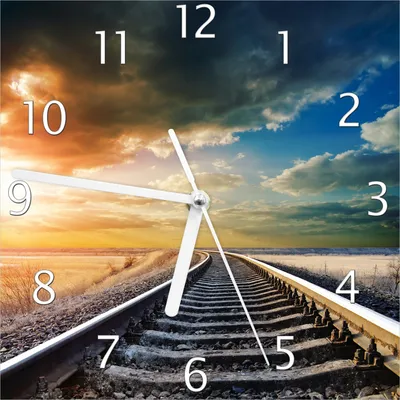 Produktbild von Wallario Design Wanduhr Bahnschienen ins Ungewisse aus Echtglas, Größe 20 x 20 cm