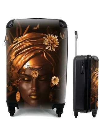 Produktbild von MuchoWow® Koffer Handgepäck Trolley Rollkoffer Kleine Reisekoffer mit 4 Rollen - Frau - Blumen - Accessoires - Cabin Size < 55x40x23 cm & 55x40x20 cm - Fotokoffer - Kabinenkoffer - Boardgepäck - Reise-Box - Reisekoffer - Reisegepäck - Koffer mit Bild - Trolley für Kinder