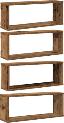Produktbild von vidaXL Würfel-Wandregale 4 Stk. Altholz-Optik 60x15x23 Holzwerkstoff