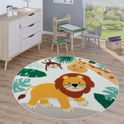 Image de Tapis pour enfants Tapis rond Tapis de jeu pour chambre d'enfant Tapis moderne Dimensions 200 cm Rond