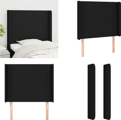 Produktbild von vidaXL Kopfteil mit Ohren Schwarz 93x16x118/128 cm Stoff - Kopfteil - Kopfteile - Bett-Kopfteil - Bettkopfteil