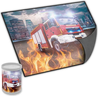 Produktbild von itenga Schreibunterlage V2 mit Stifteköcher Motiv FEUERWEHR