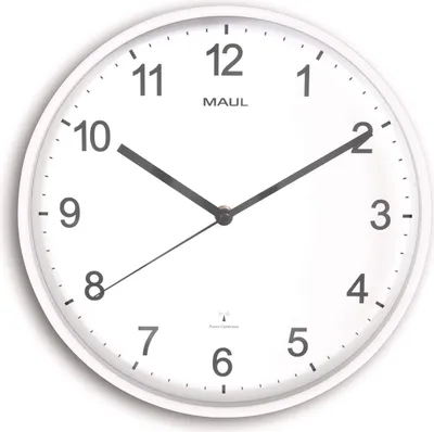 Produktbild von MAUL Wanduhr MAULsprint Ø 30.5 x 5 cm funkgesteuert Kunststoff 1 x AA (1.5 V) weiß